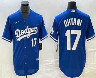 Men%27s Los Angeles Dodgers #17 Shohei Ohtani Number Blue Stitched Cool Base Nike Jersey->los angeles dodgers->MLB Jersey